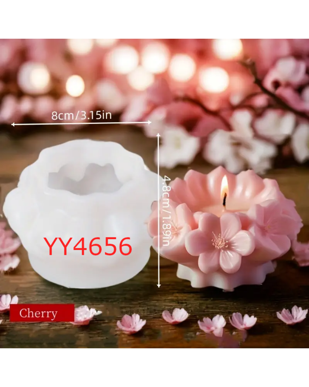 YY4656 Kiraz Çiçeği Mum Silikon Kalıp – Zarif ve Romantik Hediye!